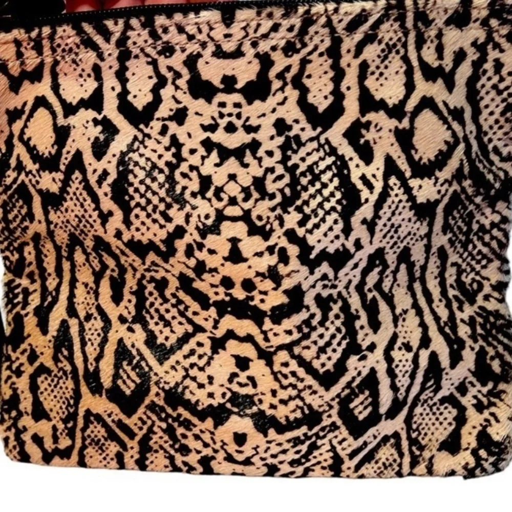 Myra Bag - Hairon Snakeskin 100% Leather Crossbody Bag or Wristlet - Picture 2 of 7